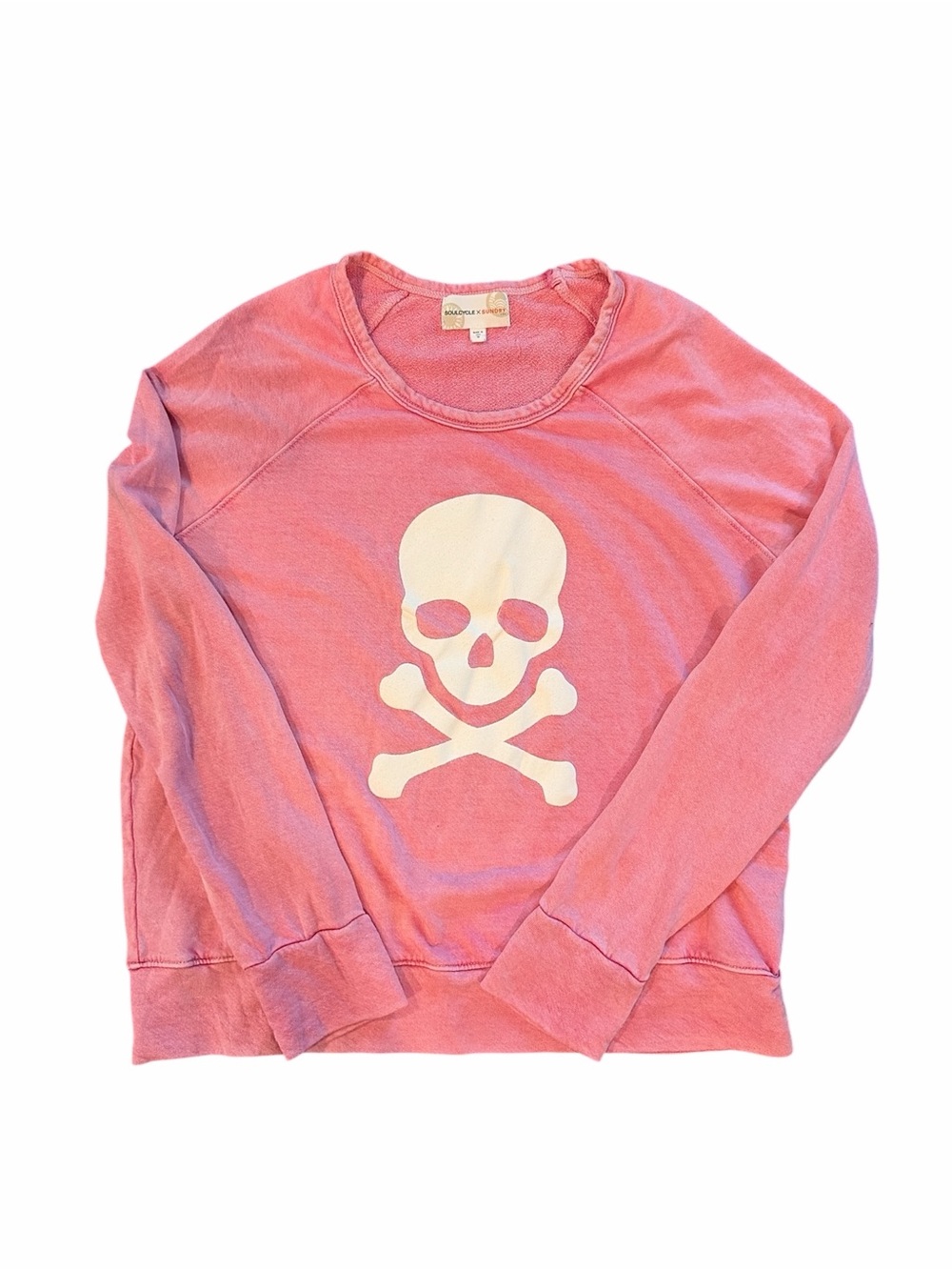 soulcycle x sundry Pink Sweatshirt with White Skull Graphic